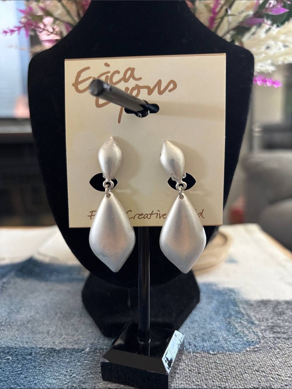 Erica Lyons Silver Teardrop Dangle Earrings